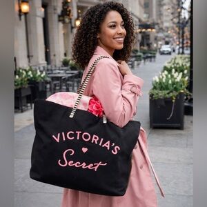 Victoria's Secret Black Tote with Pink Logo